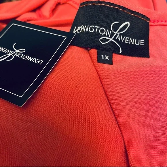 Lexington Avenue NWT Women’s Plus Size 1X Sleeveless Faux Wrap Solid Print Dress - Picture 3 of 4